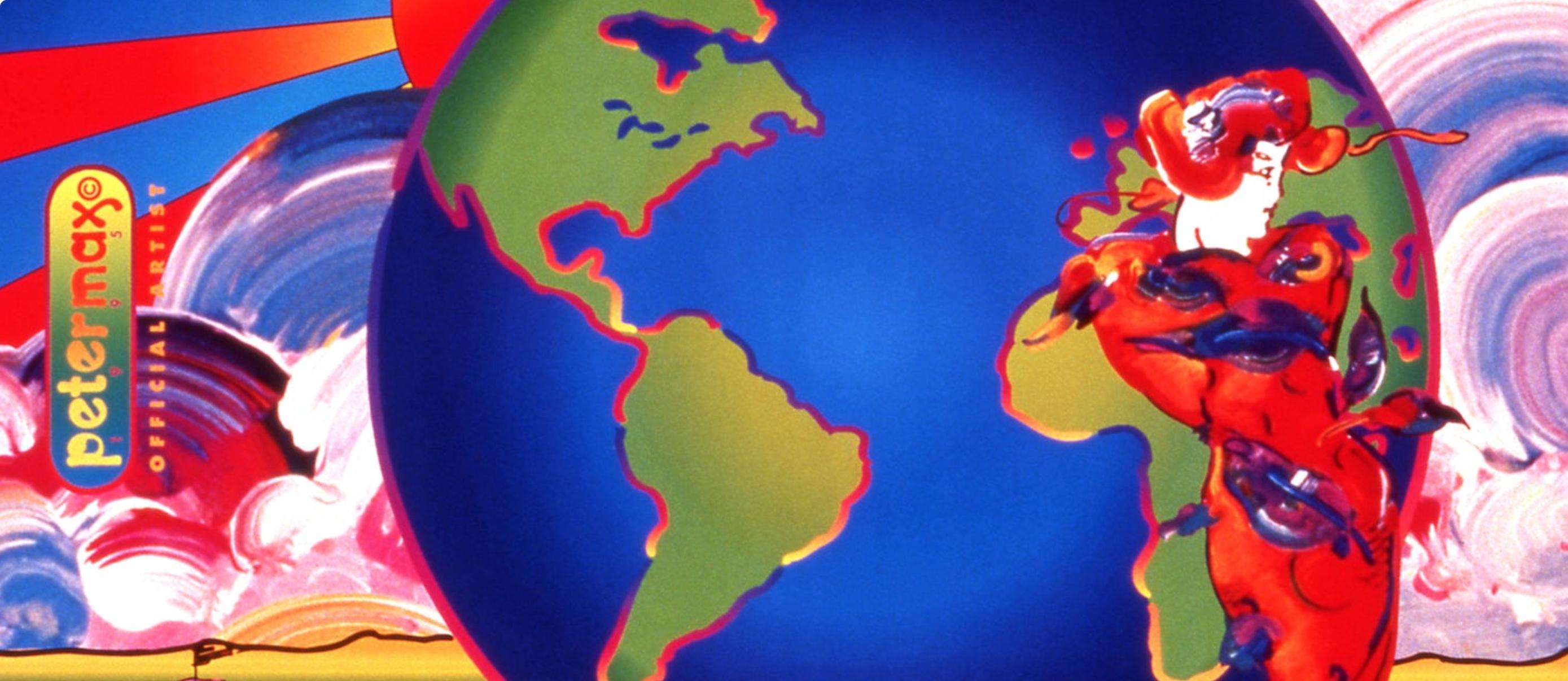 Max, Journée de la Terre 1995, signé à la main, édition officielle, Peter Max (d'après) en vente 1