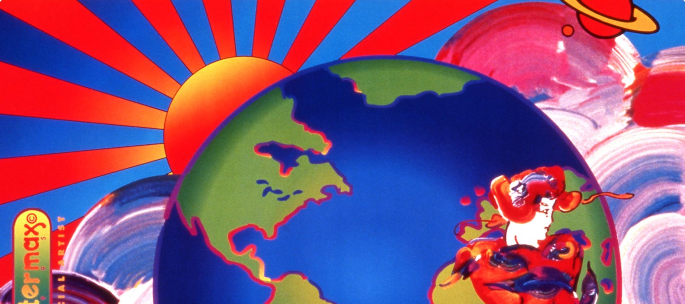 Max, Journée de la Terre 1995, signé à la main, édition officielle, Peter Max (d'après) en vente 2