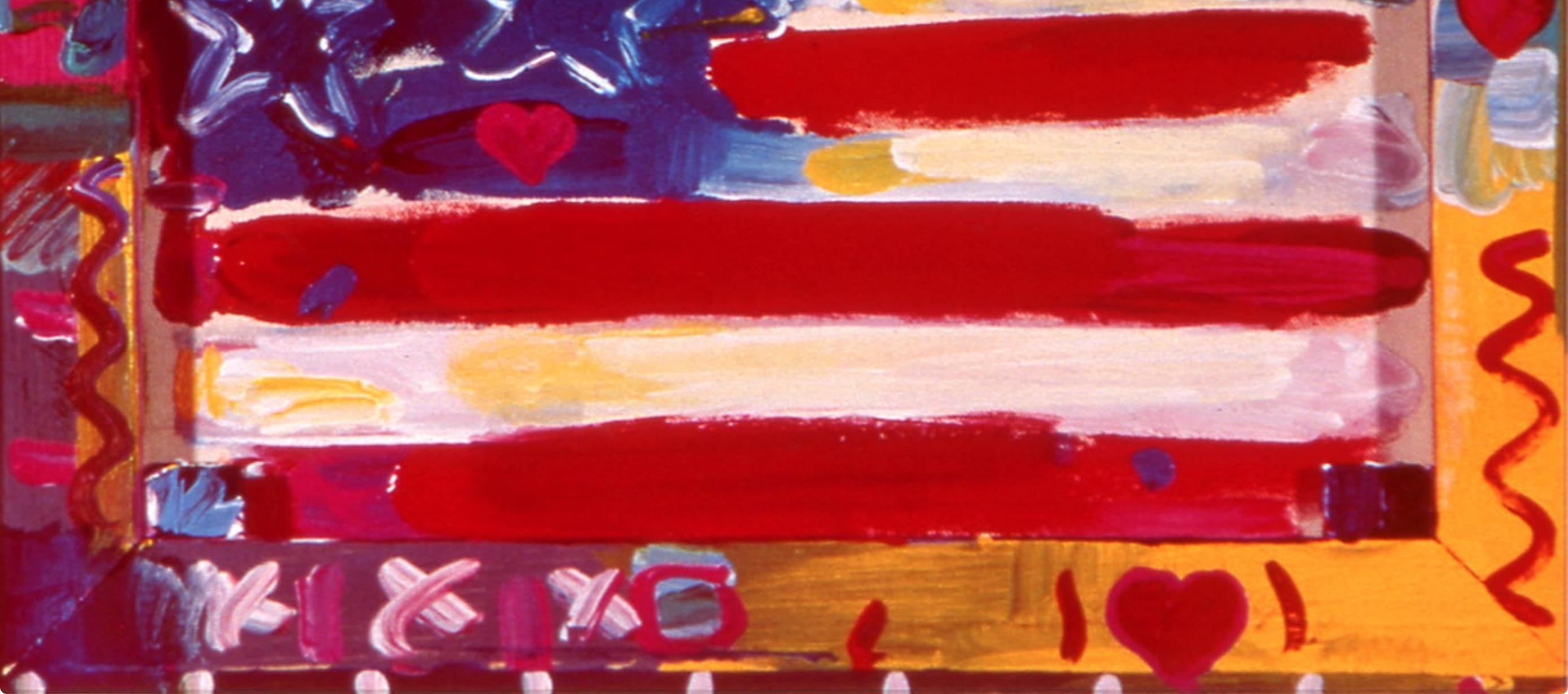 Max, Drapeau avec cœur-Leningrad, signé à la main, édition officielle, Peter Max (d'après) en vente 3