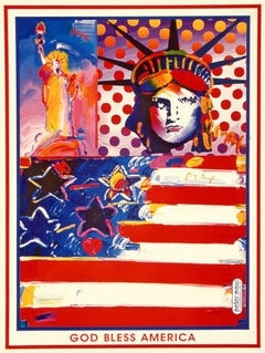 Max, God Bless America, Hand Signed, Official Edition, Peter Max (after)
