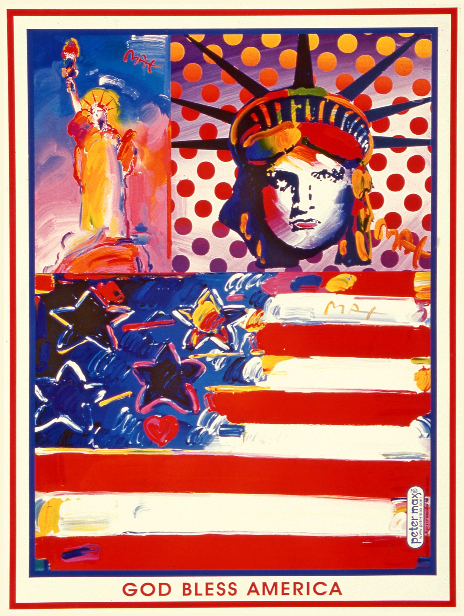 Max, God Bless America, Handsigniert, Offizielle Ausgabe, Peter Max (nach)
