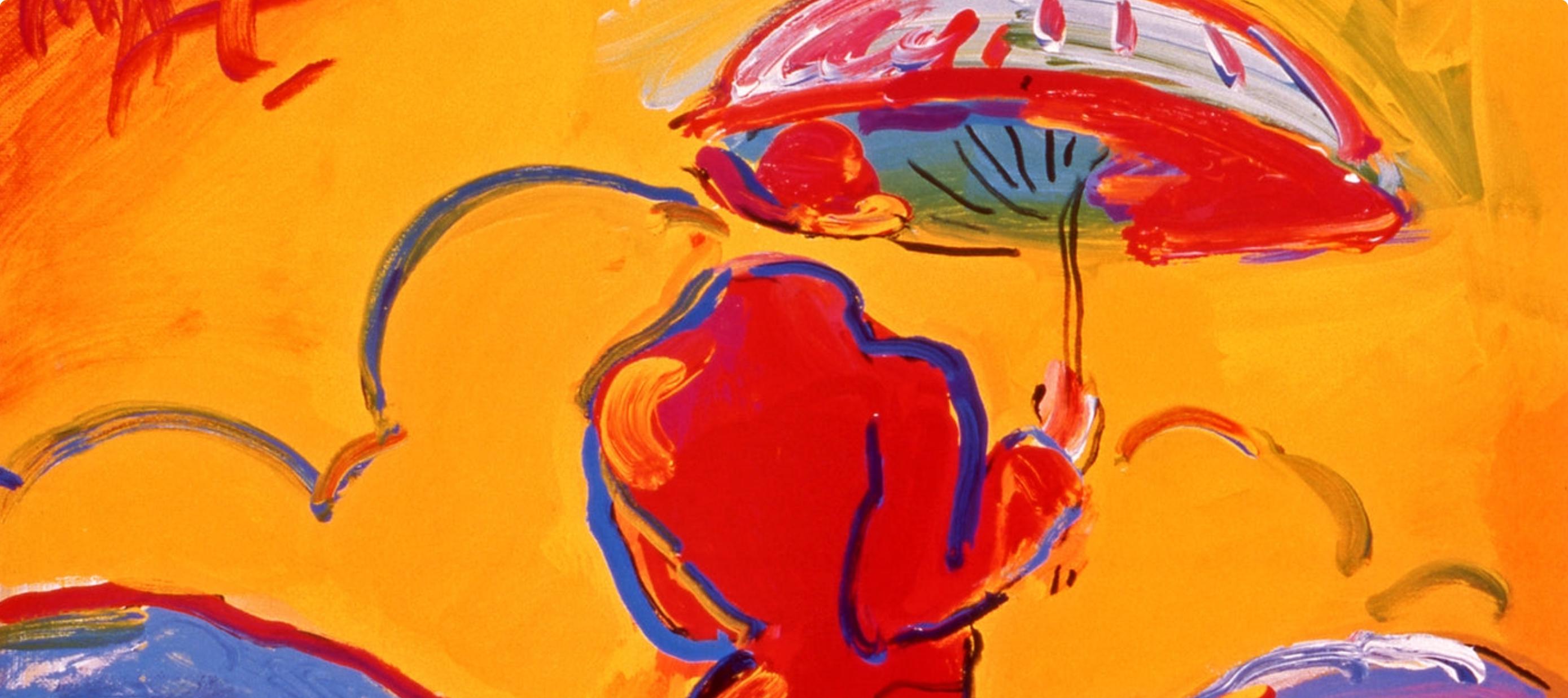 Max, L'homme au parapluie en mer, signé à la main, édition officielle, Peter Max (d'après) en vente 1