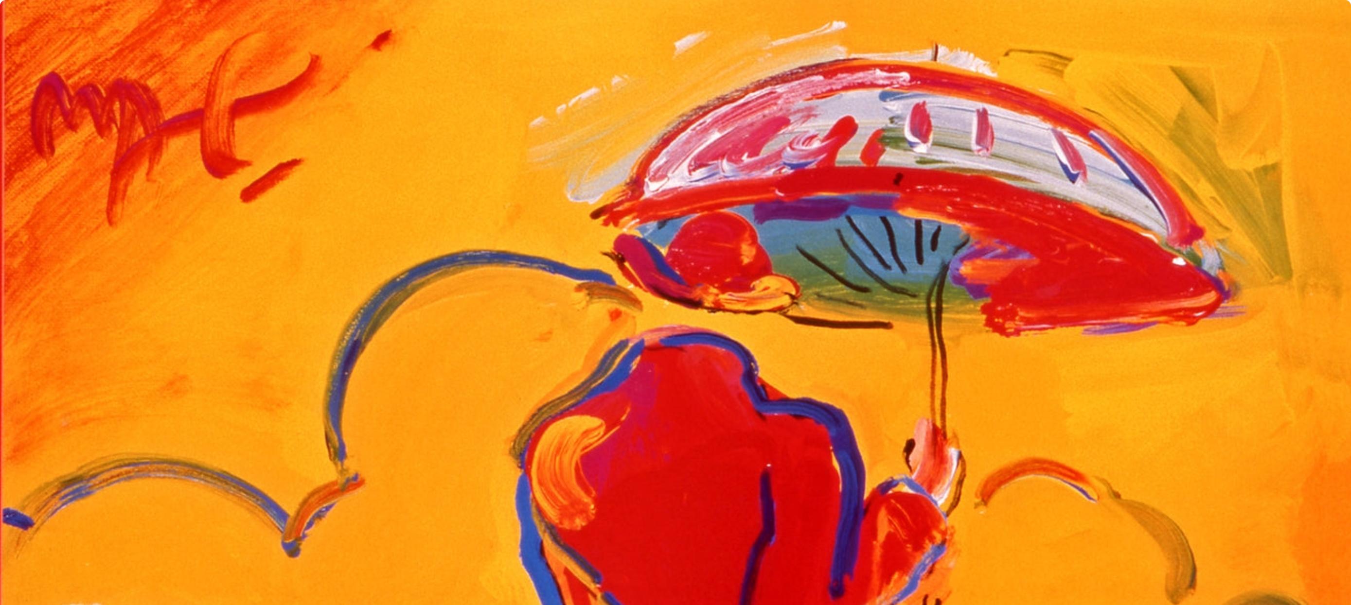 Max, L'homme au parapluie en mer, signé à la main, édition officielle, Peter Max (d'après) en vente 2