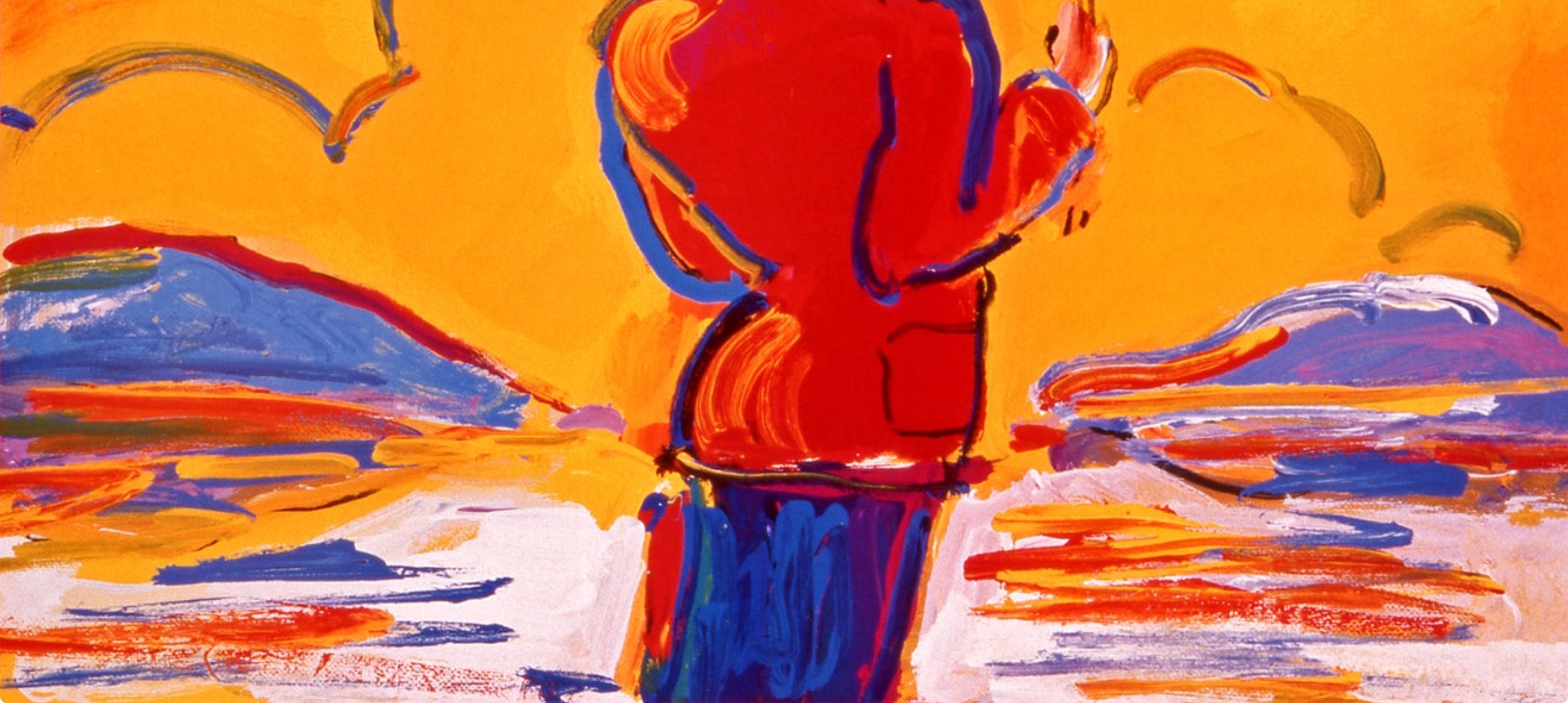 Max, L'homme au parapluie en mer, signé à la main, édition officielle, Peter Max (d'après) en vente 3