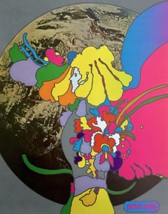 Moon Landing, Signed Original 1969 Vintage Offset Lithograph Psychedelic