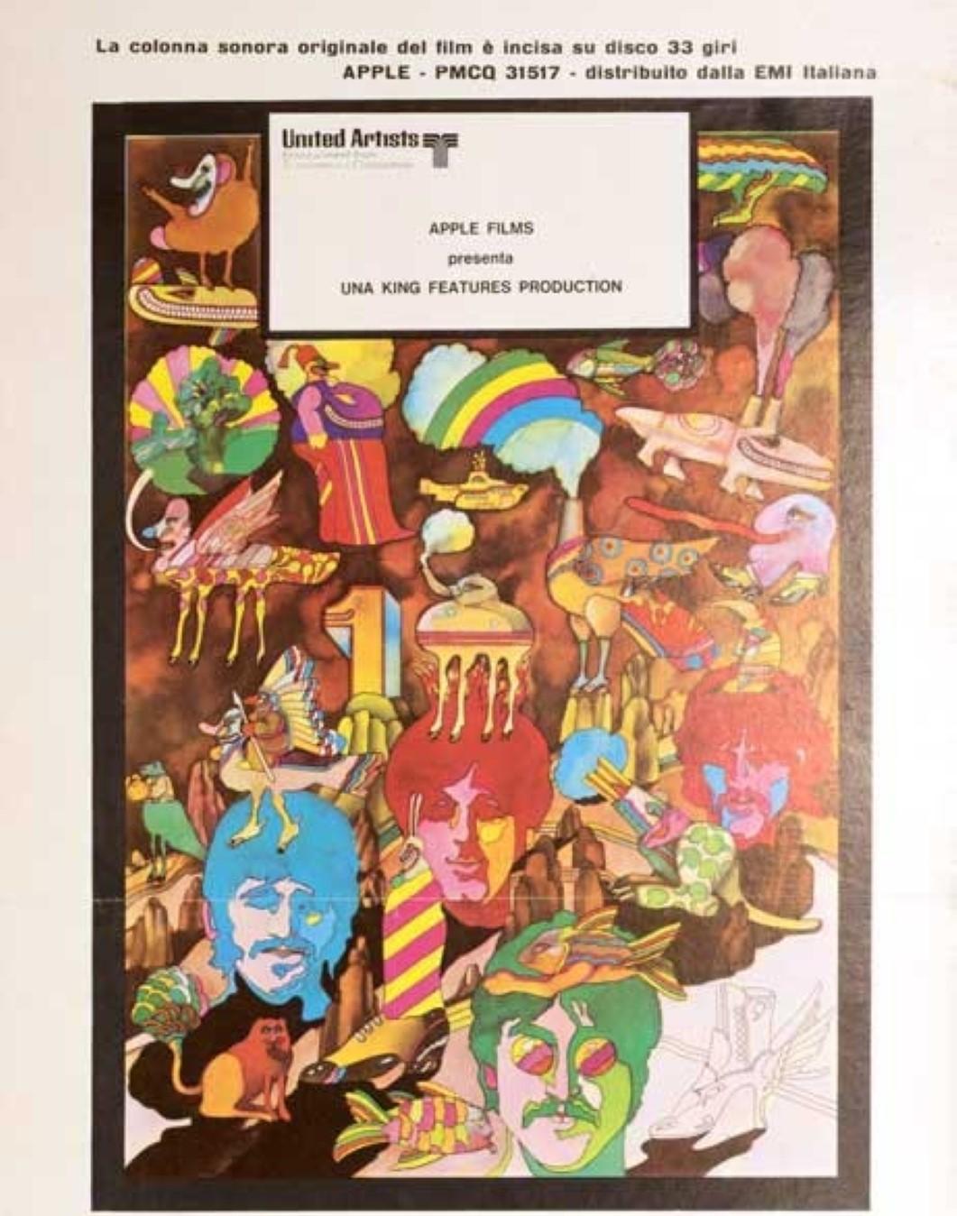Original Beatles Yellow Submarine Italian Poster by Peter Max and Milton Glaser For Sale 1