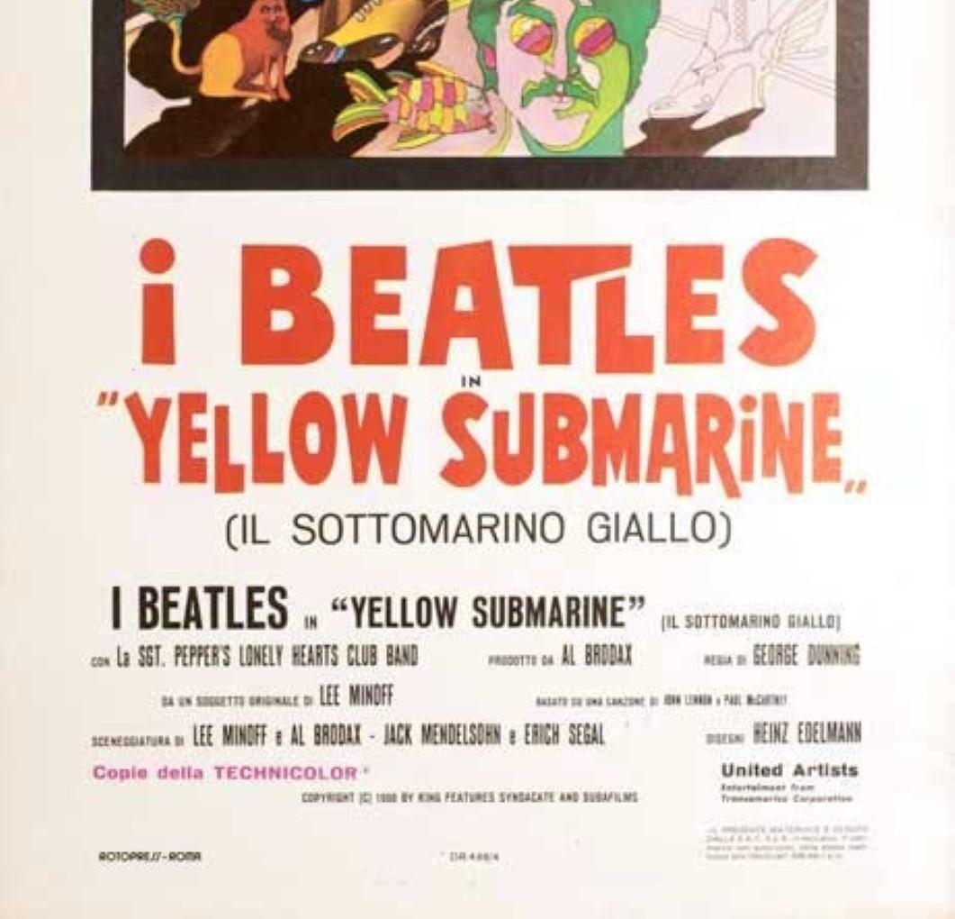 Original Beatles Yellow Submarine Italian Poster by Peter Max and Milton Glaser For Sale 3
