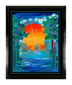 Peter Max Better World Large Color Screenprint Hand Signed Pop Artwork Landscape