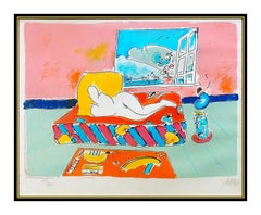 Peter Max By The Window Vintage Color Silkscreen Hand Signed Cosmic Pop Artwork