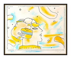 Peter Max Color Lithograph Hand Signed From Another Planet Cosmic Vintage Art