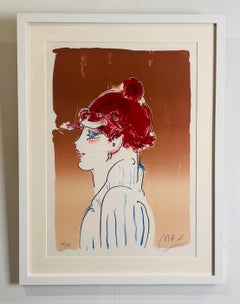Peter Max Serigrafia a colori Girl From Ibiza firmata a mano, numerata e incorniciata