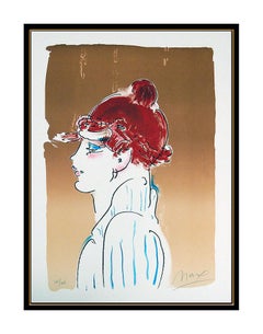 Peter Max Color Silkscreen Girl From Ibiza Signed Blushing Beauty Painting Art