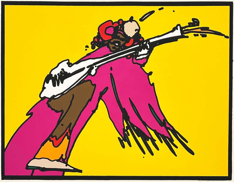 Peter Max Contemporary Color Screen Print, 1997, Signed, Jimi Hendrix