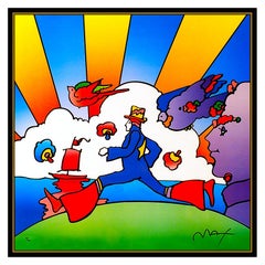 Peter Max Cosmic Runner Color Silkscreen Hand Signed Vintage Pop Art Iconic Rare