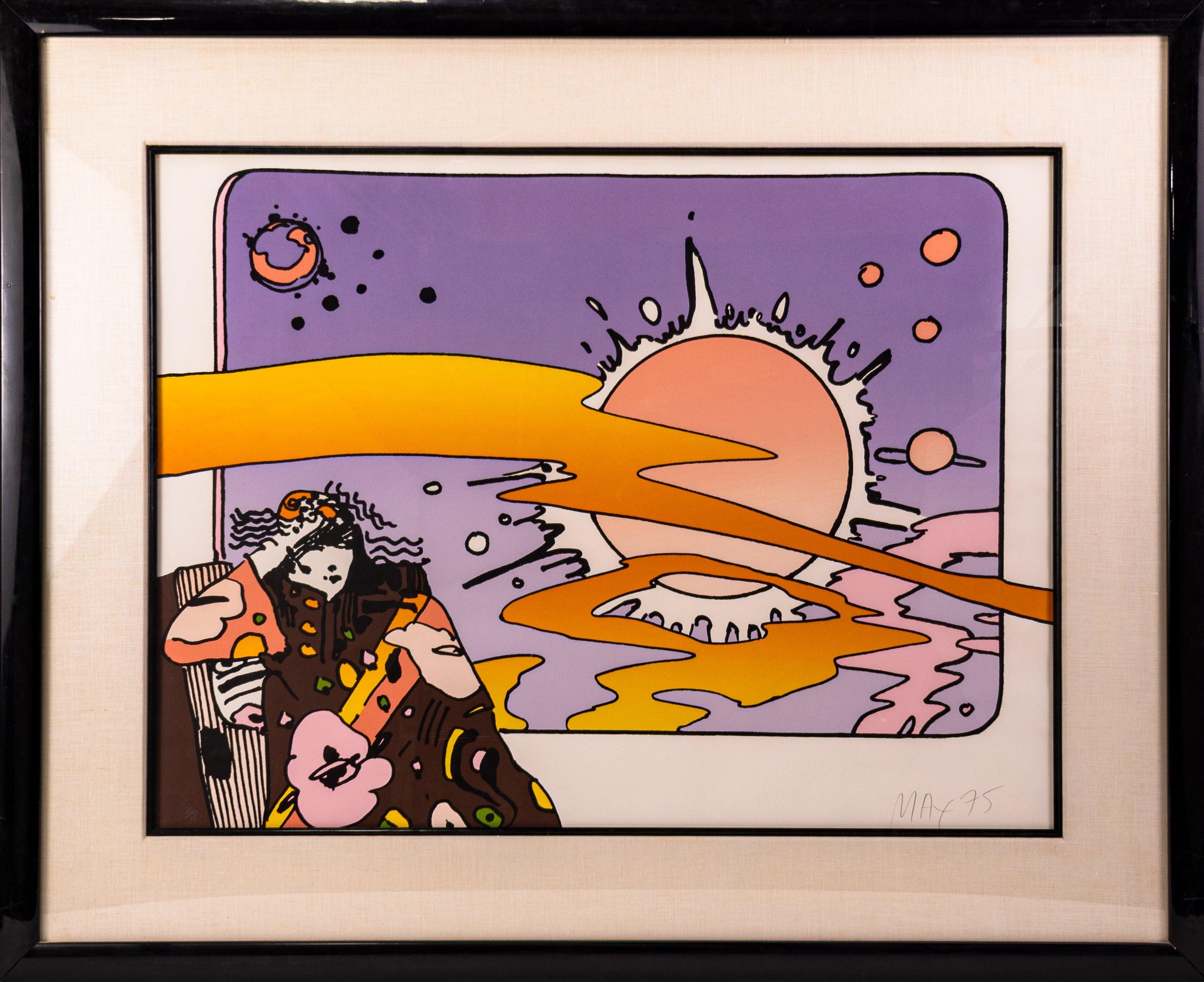 Artista: Peter Max
Titolo: Finestra cosmica
Mezzo: Serigrafia a colori su carta
Dimensioni: 26" x 36.5"
Anno: 1975
Edizione: 30/75
Iscrizione: Firmato "Max" sulla parte anteriore inferiore

"Cosmic Window" è un esempio vibrante e avvincente dei