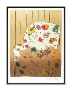 Peter Max Lady In Flowers Color Lithograph Hand Signed Vintage Pop Artwork Vase