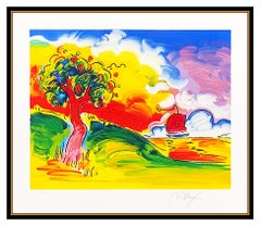 Peter Max Large Quiet Lake Color Serigraph Hand Signed Pop Artwork Sunset Sail