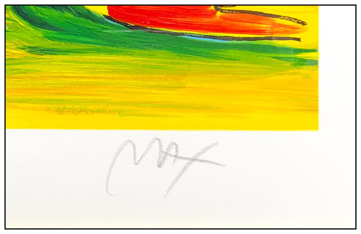 Peter Max Large Quiet Lake Color Serigraph Hand Signed Pop Artwork Sunset Sail 1