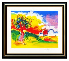 Peter Max Large Quiet Lake Color Serigraph Hand Signed Pop Artwork Sunset Sail