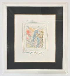 Peter Max Mixed Media, Signed, Framed, Unique, 2003, Angel with Heart