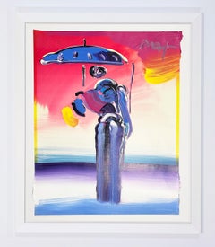 Peter Max Mixed Media, Signed, Framed, Unique, 2004, Umbrella Man