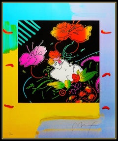 PETER MAX Original Color Silkscreen Signed Flower Lady Hand Signed Art Painting