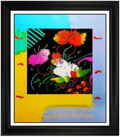 PETER MAX Original Color Silkscreen Signed Flower Lady Hand Signed Art Painting