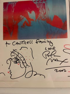 Peter Max--Self Portrait     autographed and extra original drawing by Peter Max