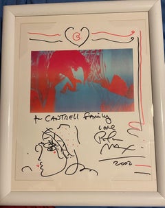 Peter Max--Self Portrait     autographed and extra original drawing by Peter Max