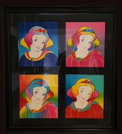 PETER MAX WALT DISNEY SNOW WHITE SUITE 4 COLOR SILKSCREEN SET, FRAMED