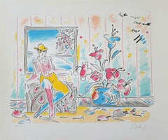Peter Max Cero y Flores Lápiz a Mano Firmado 1978 Edición Limitada