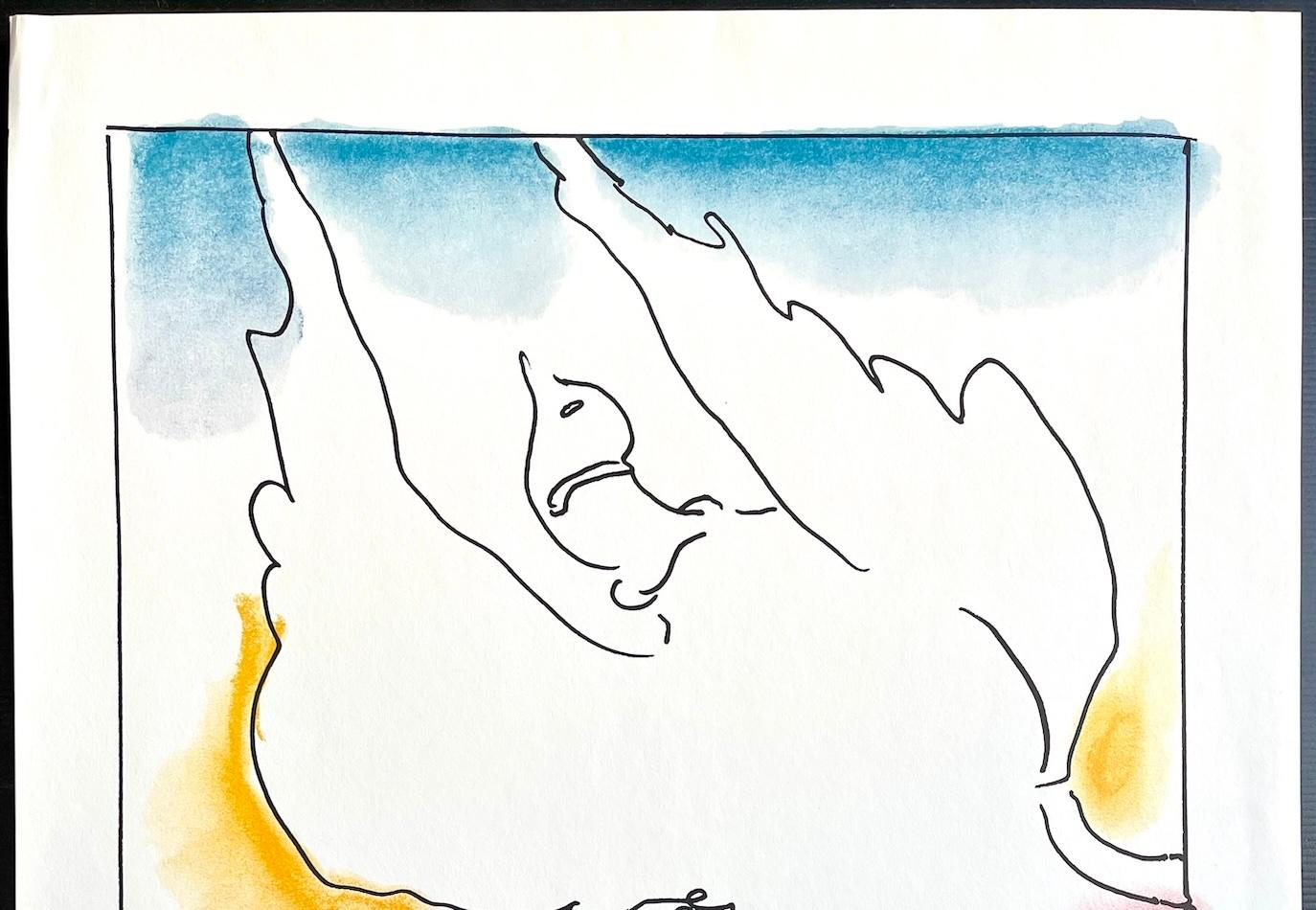 PHOENIX BIRD Lithograph Portrait, Woman, Exotic Bird, Classic Mythology, Pop Art - Gray Abstract Print by Peter Max