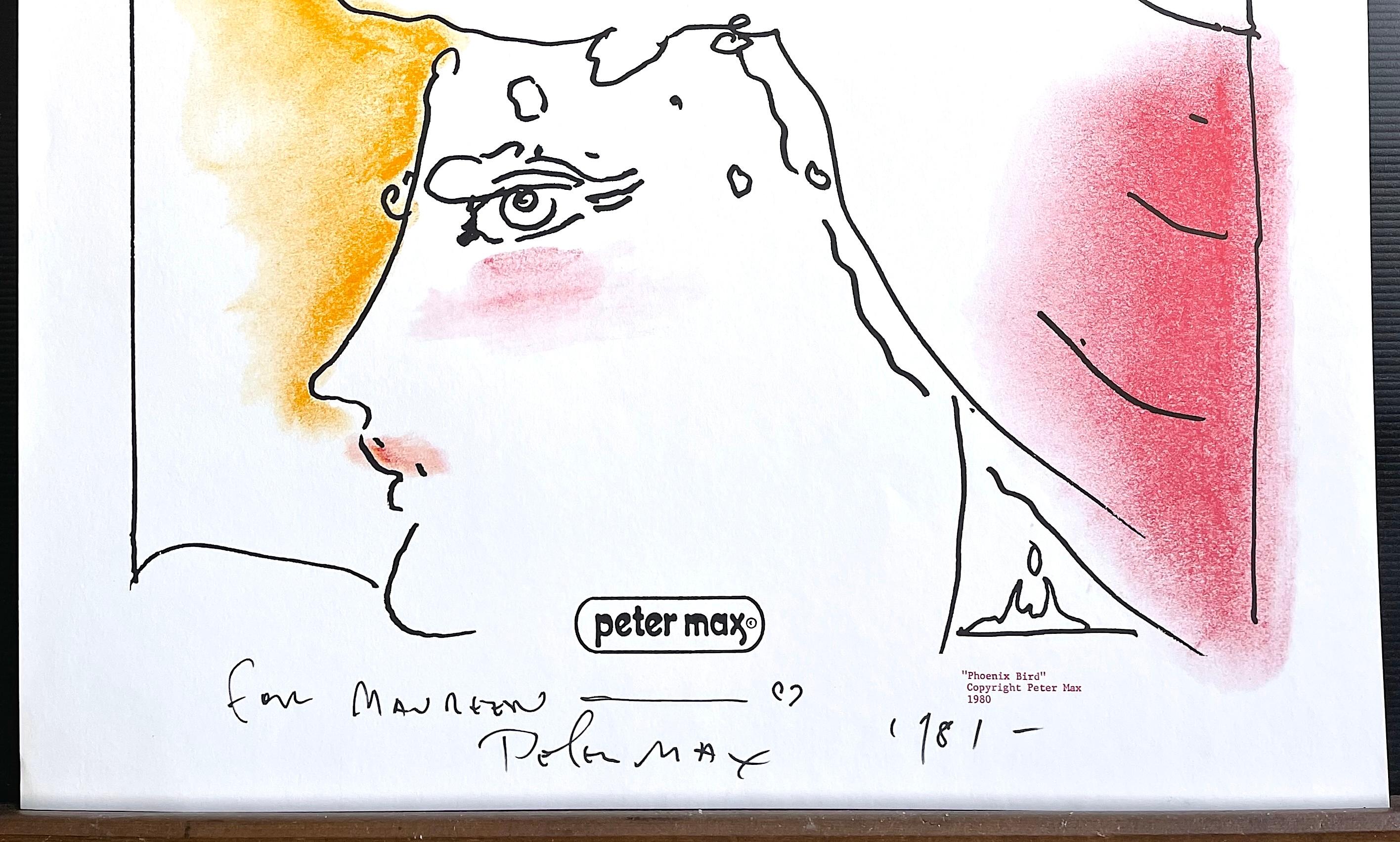 PHOENIX BIRD Lithograph Portrait, Woman, Exotic Bird, Classic Mythology, Pop Art For Sale 3