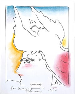 PHOENIX BIRD Lithograph Portrait, Woman, Exotic Bird, Classic Mythology, Pop Art