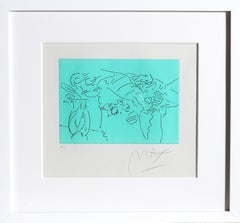 Profile, Heart and Vase, Pop Art Etching by Peter Max