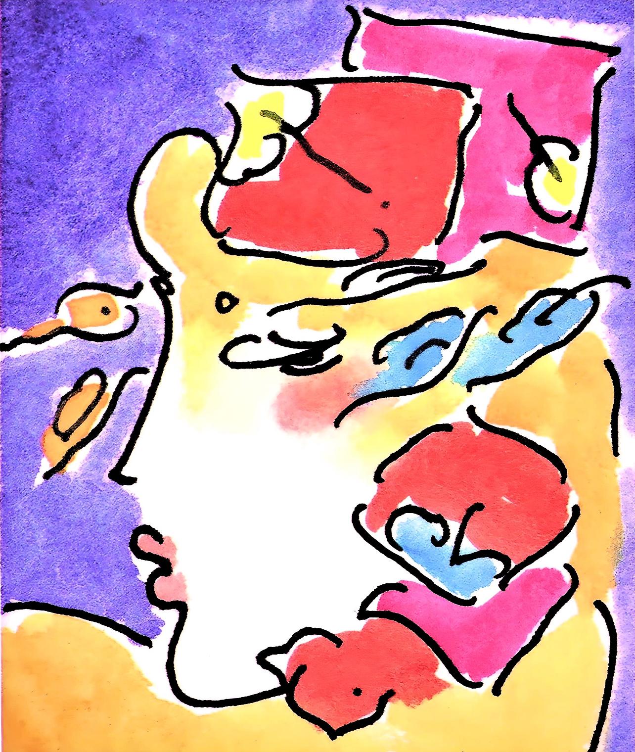 Artist: Peter Max (1937)
Title: Profile Series I
Year: 1998
Edition: 140/300, plus proofs
Medium: Lithograph on Coventry Smooth paper
Size: 9 x 7.5 inches
Condition: Excellent
Inscription: Signed and numbered by the artist.
Notes: Published by Via