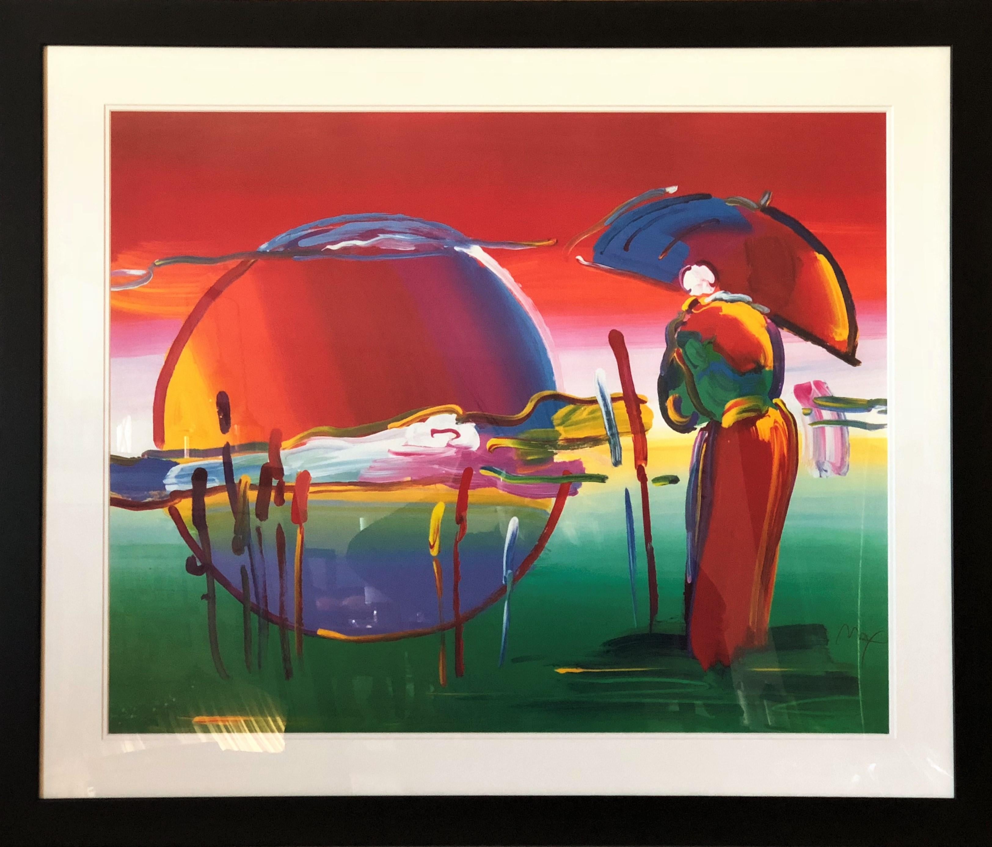Rainbow Umbrella Man In Reeds - Limited Edition Lithograph by Peter Max