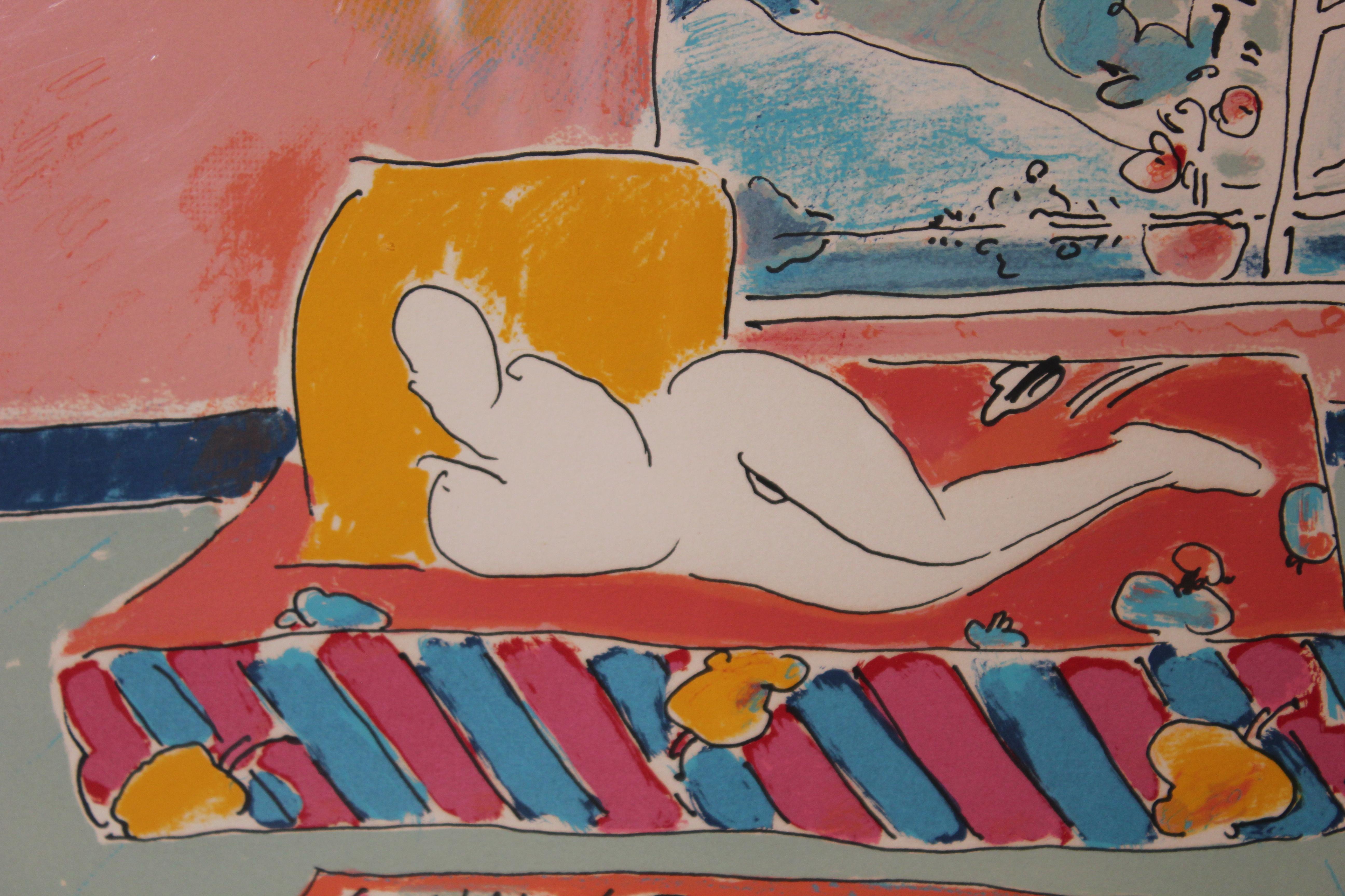 Reclining Nude Colorful Lithograph Edition 107 of 300 - Print by Peter Max