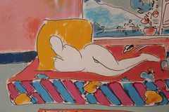 Reclining Nude Colorful Lithograph Edition 107 of 300