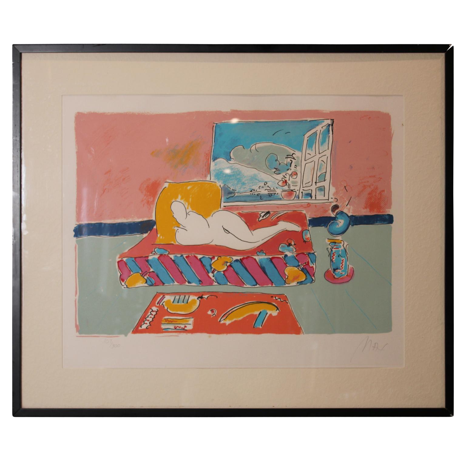 Peter Max Nude Print - Reclining Nude Colorful Lithograph Edition 107 of 300