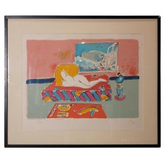 Reclining Nude Colorful Lithograph Edition 107 of 300