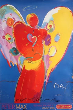 Red Angel with heart II, Pop Art Poster by Peter Max