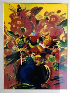 Vintage Red Flower - Limited edition Serigraph by Peter Max