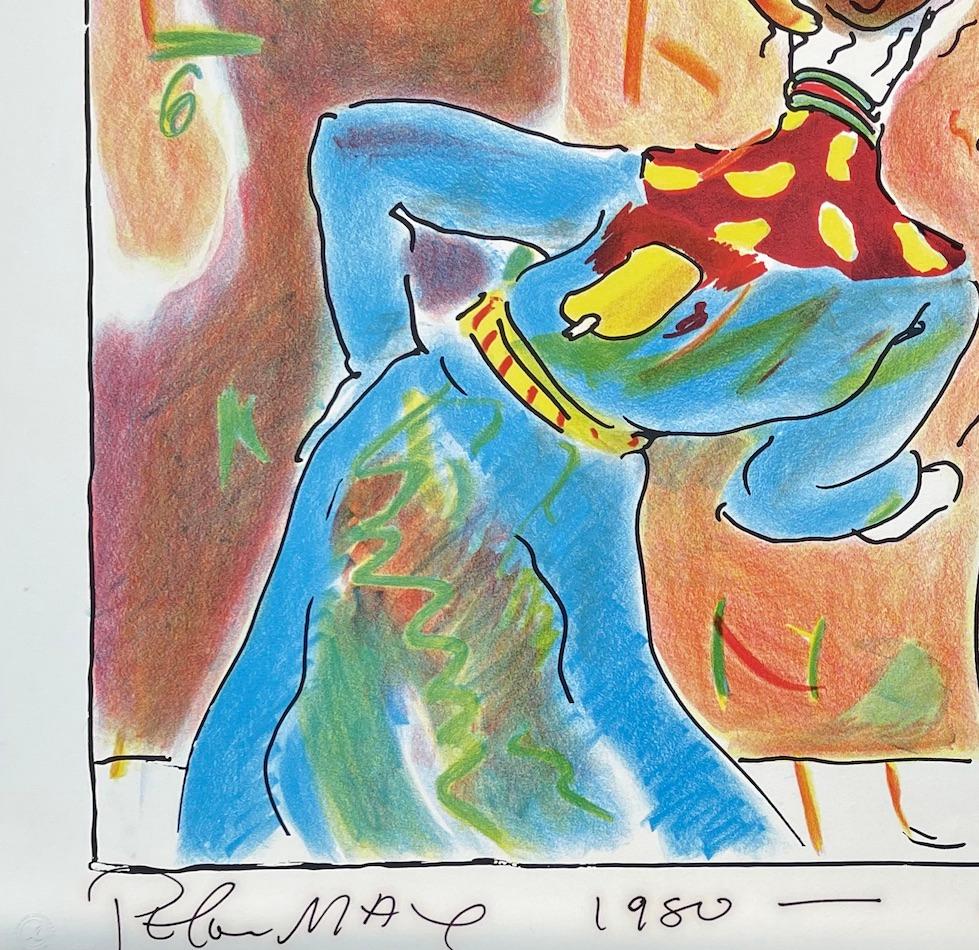 ROBED MAN AND VASE Signed Lithograph, Monk, Abstract Flowers, Fantasy Interior For Sale 2
