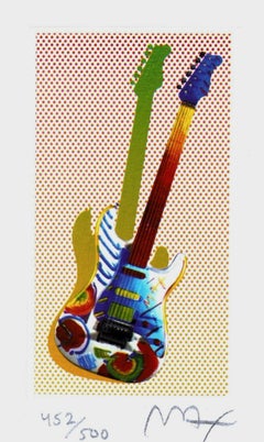 Guitar Rock N' Roll I, lithographie en édition limitée ( Mini), Peter Max SIGNÉE