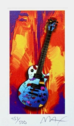 Rock N' Roll Guitar III, Limited Edition Lithograph Mini, Peter Max SIGNED