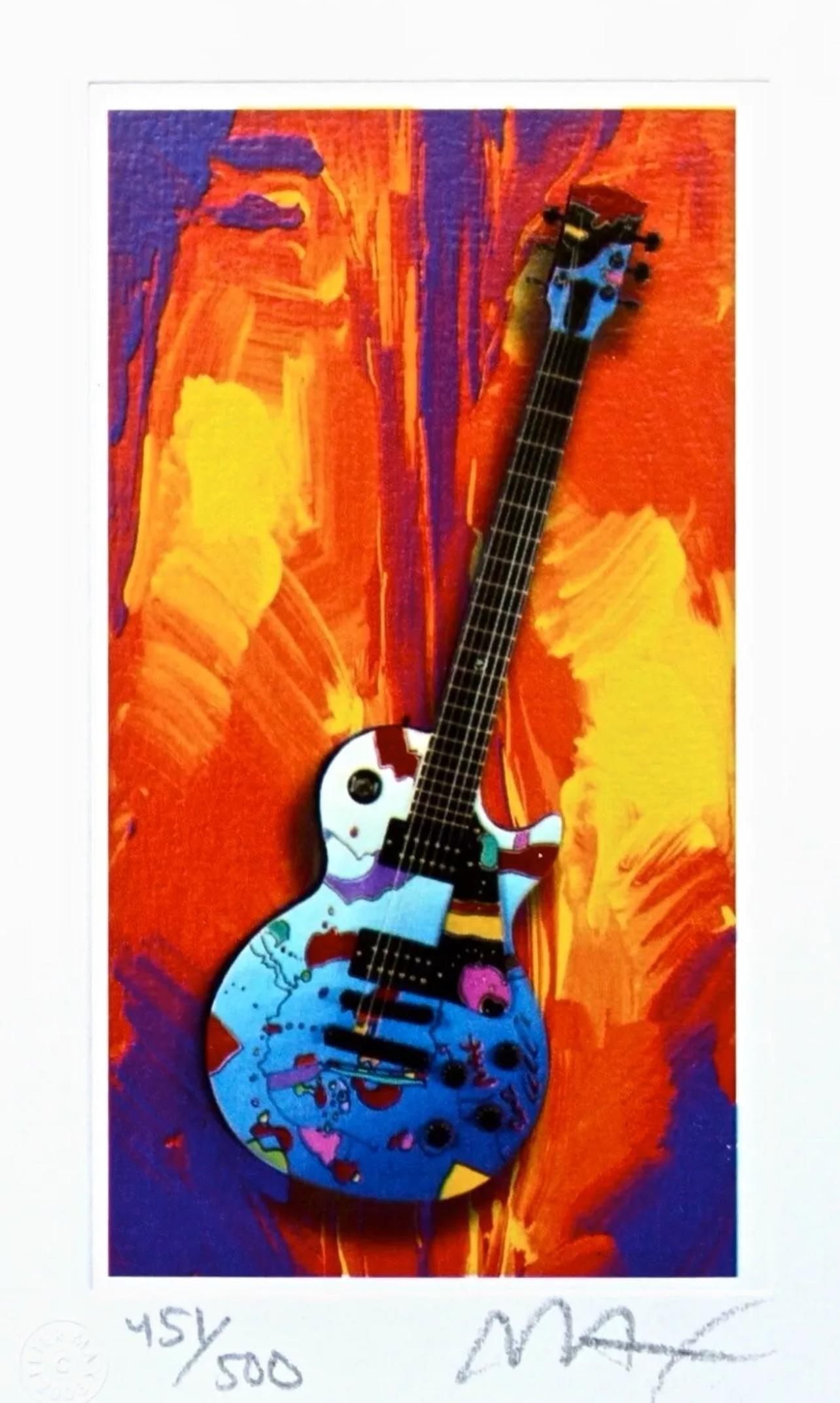 Künstler: Peter Max (1937)
Titel: Rock N' Roll Gitarre III
Jahr: 2003
Auflage: 451/500, plus Probedrucke
Medium: Lithographie auf Lustro Saxony Papier
Größe: 4,12 x 2,43 Zoll
Zustand: Ausgezeichnet
Beschriftung: Signiert und nummeriert vom