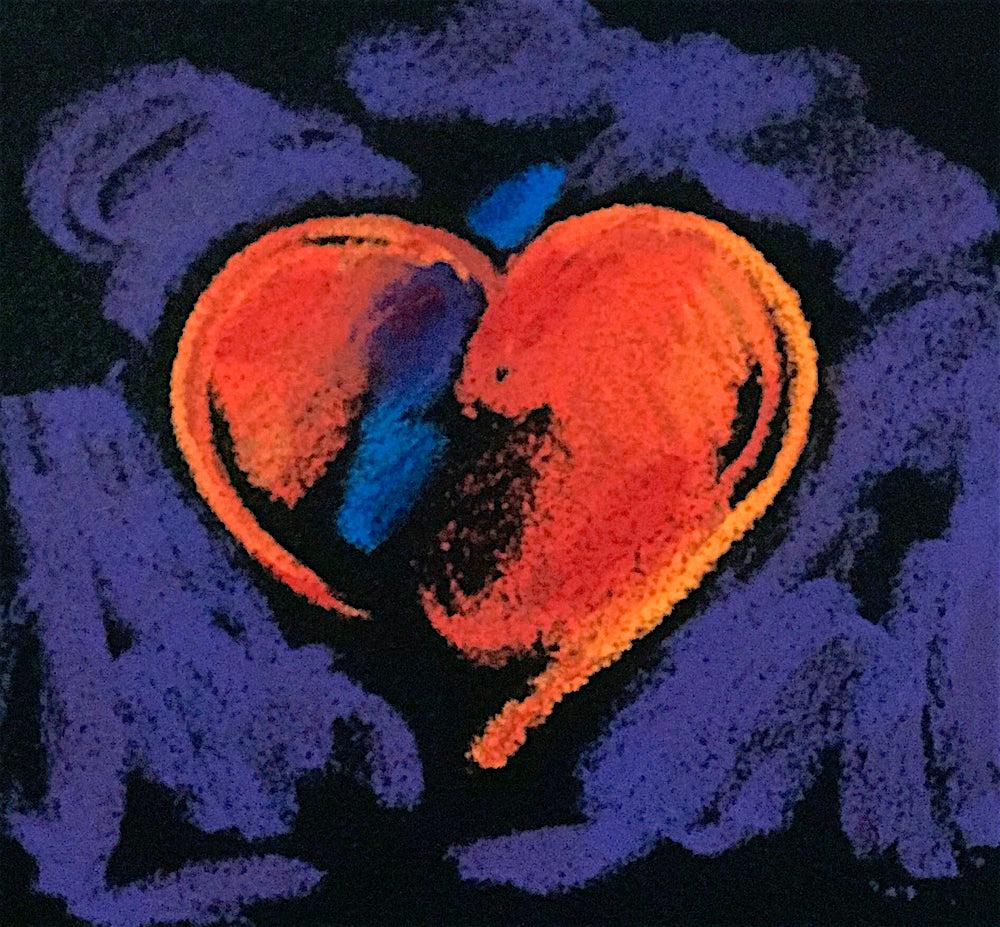 Romance Suite I: HEART, Signed Limited Edition, Fluorescent colors, Heart Motif - Print by Peter Max