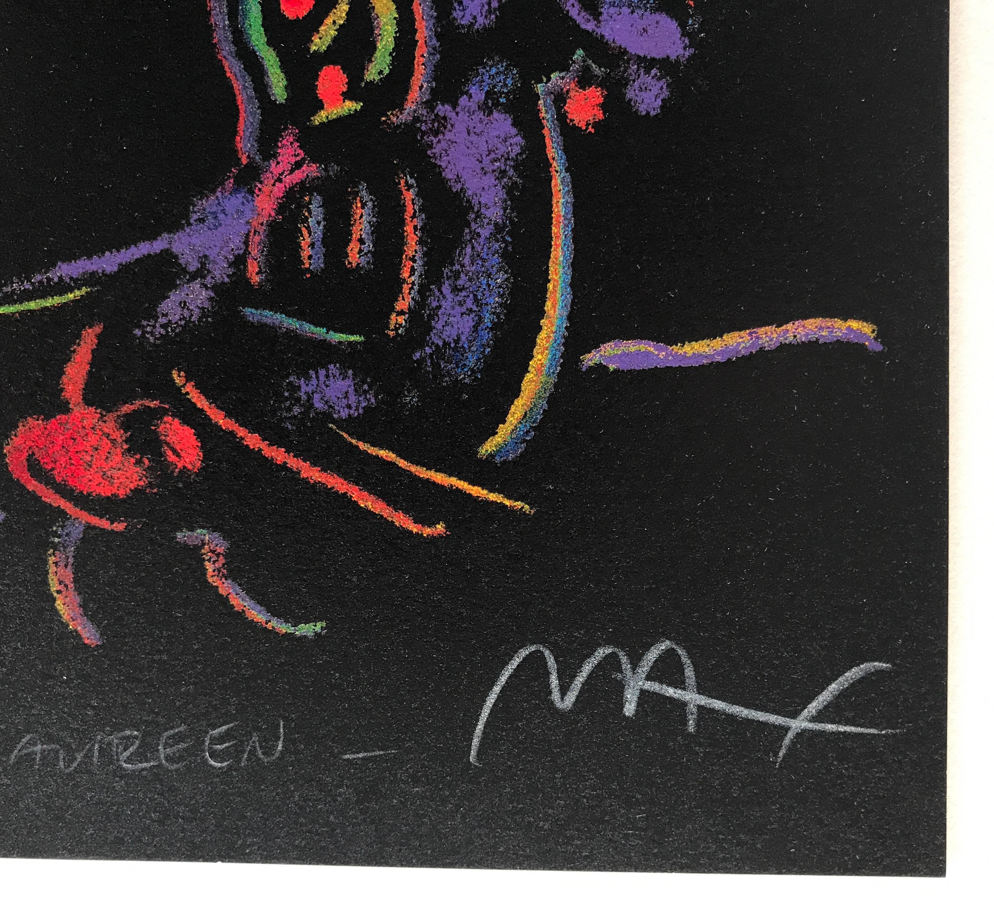 Romance Suite I: Lady, Signed Limited Edition, Fluorescent colors on Black - Pop Art Print by Peter Max