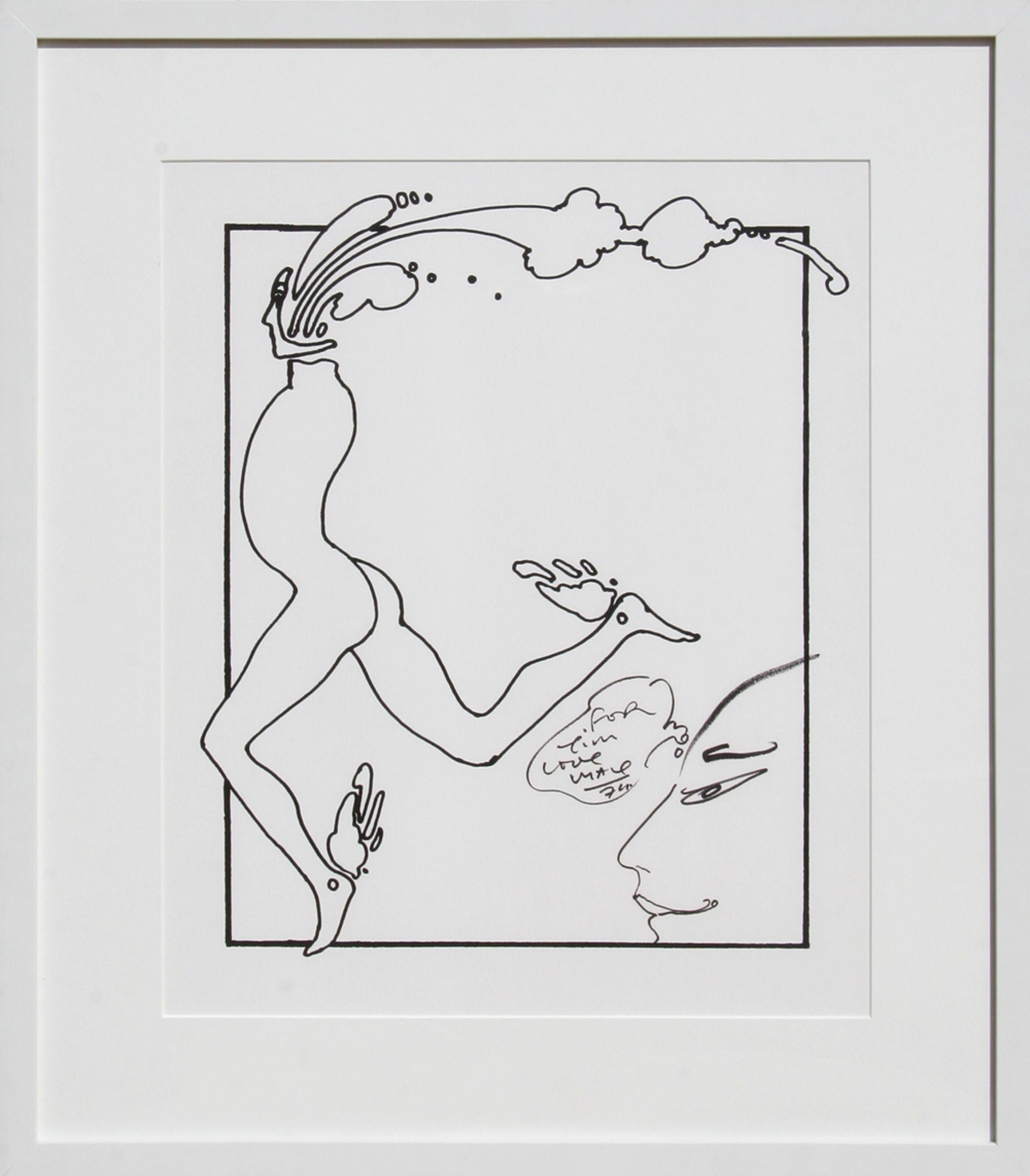 Peter Max, German/American (1937 - ) - Runner, Year:  1974, Medium:  Print with Marker Drawing, signed and dated, Size:  24.5 in. x 21.5 in. (62.23 cm x 54.61 cm)